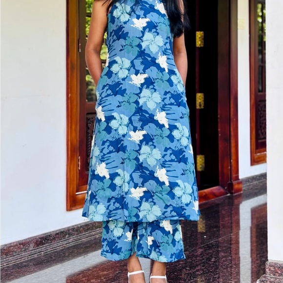Floral Blue Women's Jumpsuit - Picture 1 of 8